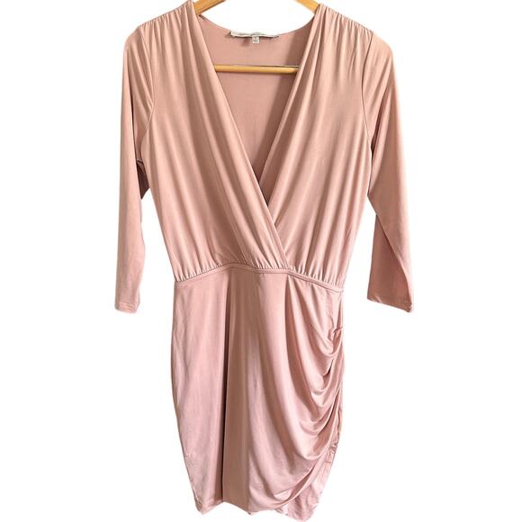 LOVERS + FRIENDS | Dress Happy Drape Blush Pink Faux Wrap | Size Small - Picture 2 of 5